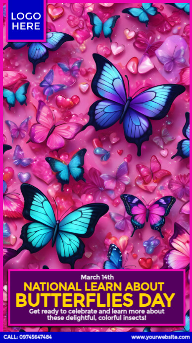 National Learn About Butterflies Day Instagram Story template