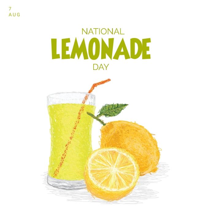 NATIONAL LEMONADE DAY SIMPLE LEMONY POSTER (1 Template PosterMyWall