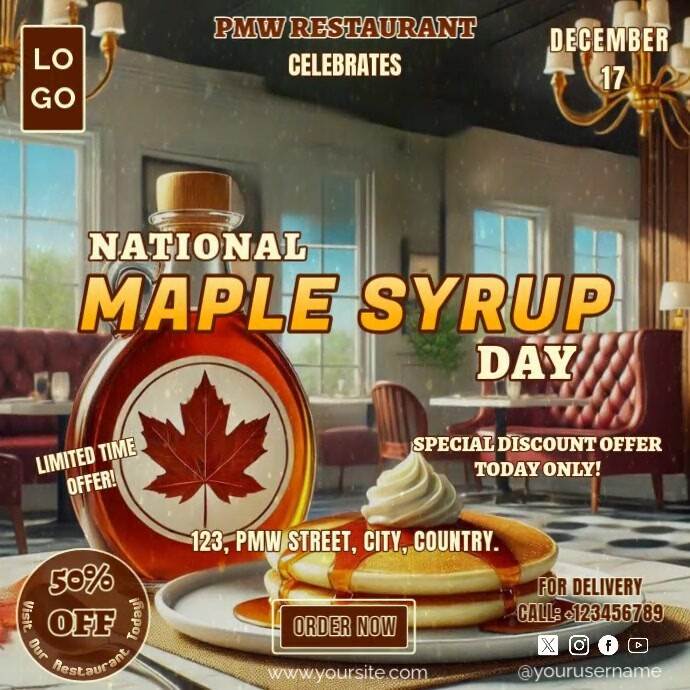 National Maple Syrup Day Instagram Post template