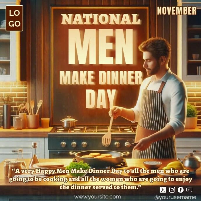 National Men Make Dinner Day Square (1:1) template