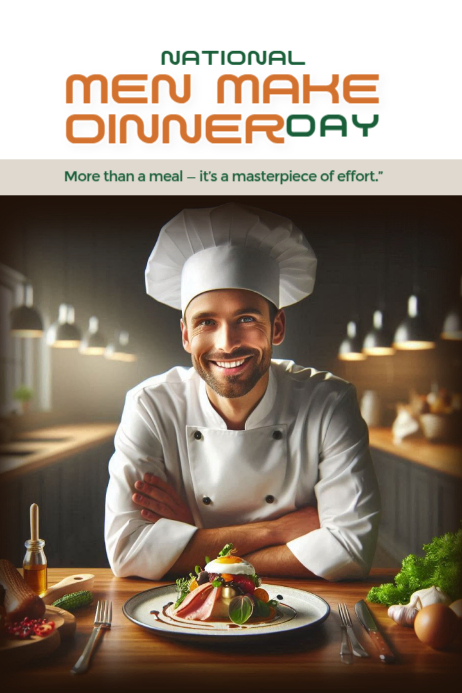 national Men Make Dinner day Template | PosterMyWall