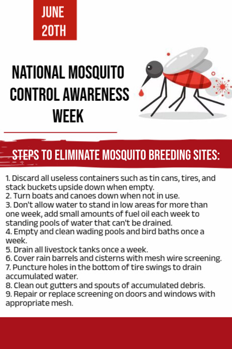 national mosquito  control awareness week Cartaz template