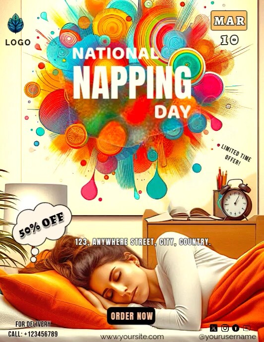 Kit Napping Post National Napping Day Template | PosterMyWall