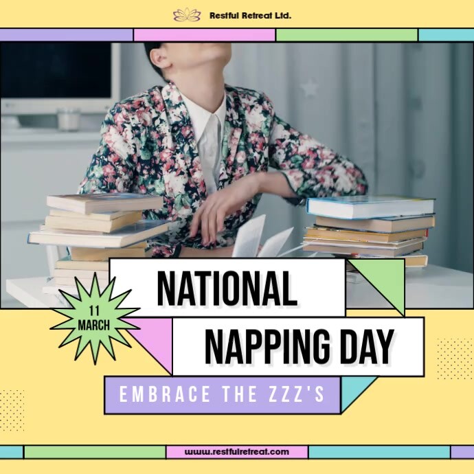 Kit Napping Post National Napping day square template | PosterMyWall