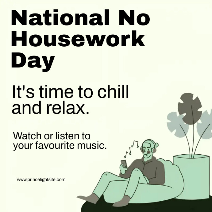 National no housework day Instagram post template