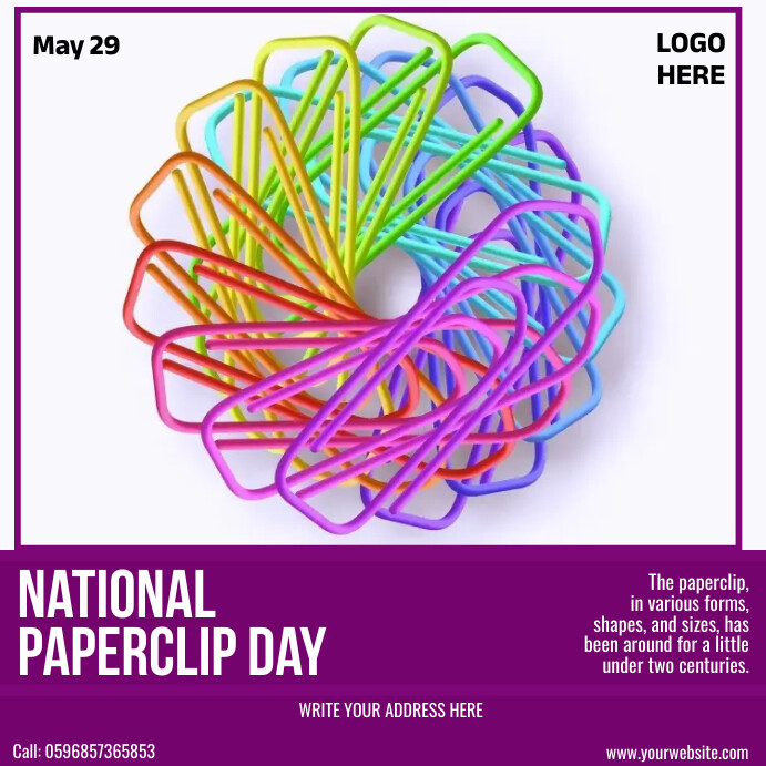 Capgras Paperclip Plantilla de national paperclip day | PosterMyWall
