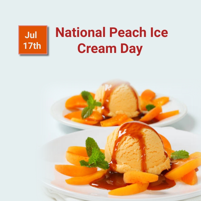 national peach ice cream day Instagram Post template