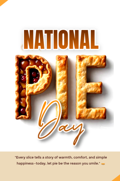 Pie Week Poster National pie day, national pie day 2026, pie day, pie Template ...