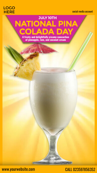 National Piña Colada Day instagram story template