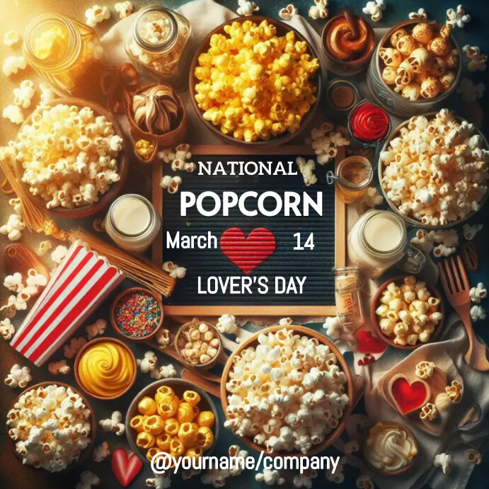 National Popcorn 🍿 Lover's Day Instagram P Template | PosterMyWall