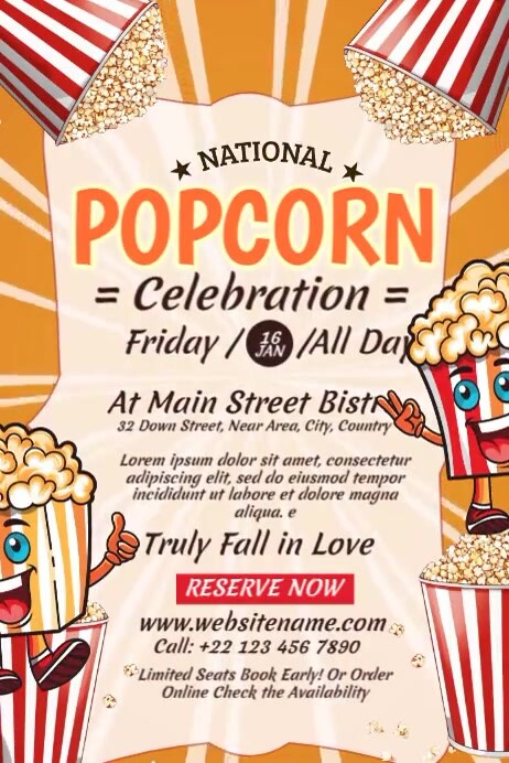 Popcorn Box Poster White Popcorn Promotion Posters Template | PosterMyWall