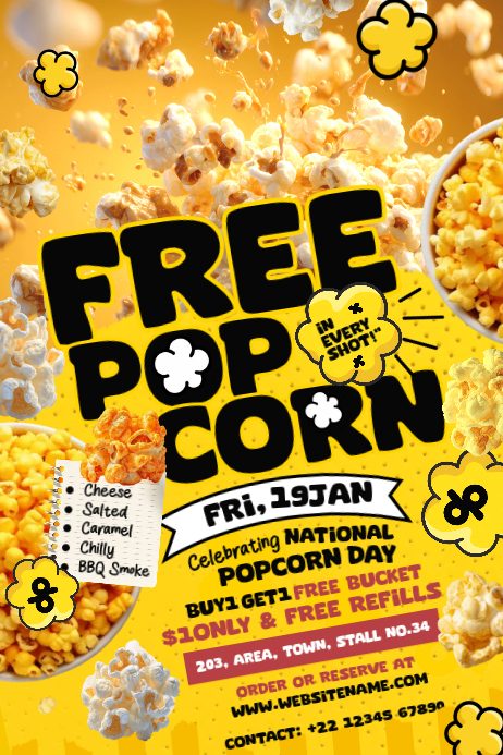 Plantilla de National Popcorn Day 2027 Poster Template | PosterMyWall