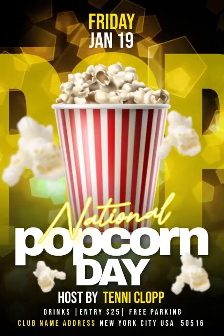 Popcorn Box Poster National Popcorn Day Template | PosterMyWall