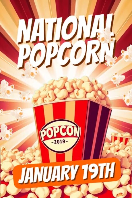 National Popcorn Day Poster template