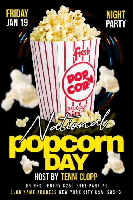 National Popcorn Day Event Poster template