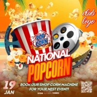 Orange National Popcorn Day Celebration Instagram Post Template