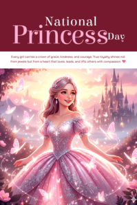 Lyserød National Princess Day Poster Template