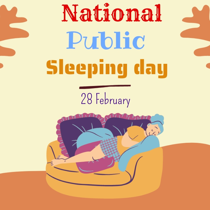 National public sleeping day post Message Instagram template