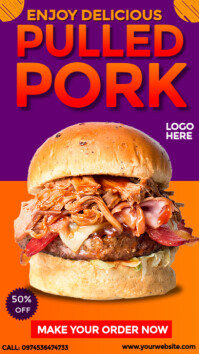 Purple Pulled Pork Promotion Instagram Story Template