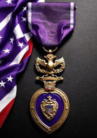 National Purple Heart Day celebration - USA, 7th August. A4 template