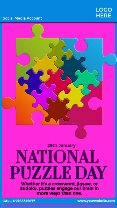 national puzzle day design História do Instagram template