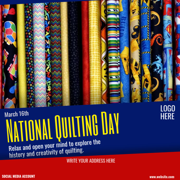 national quilting day Publicação no Instagram template