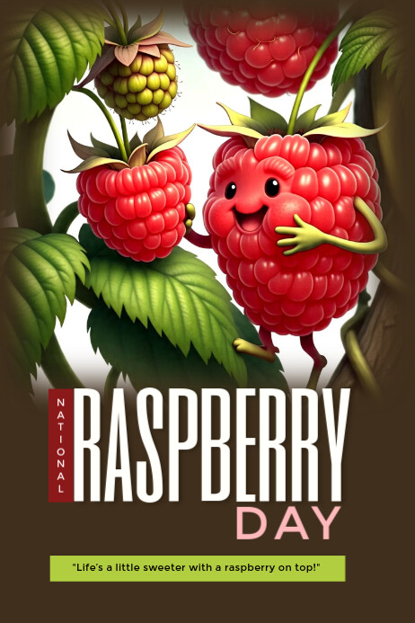 National raspberry day Poster template