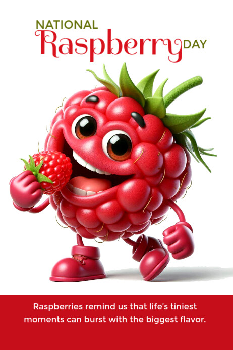 National raspberry day Poster template