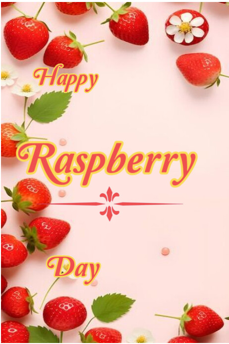 National raspberry day Banner 4' × 6' template