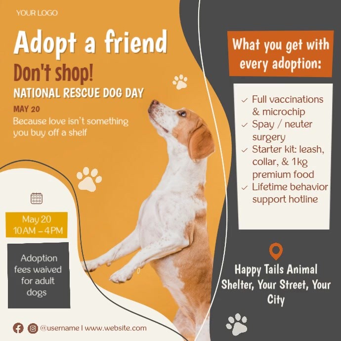 Plantilla de National rescue dog day adoption instagram post template ...