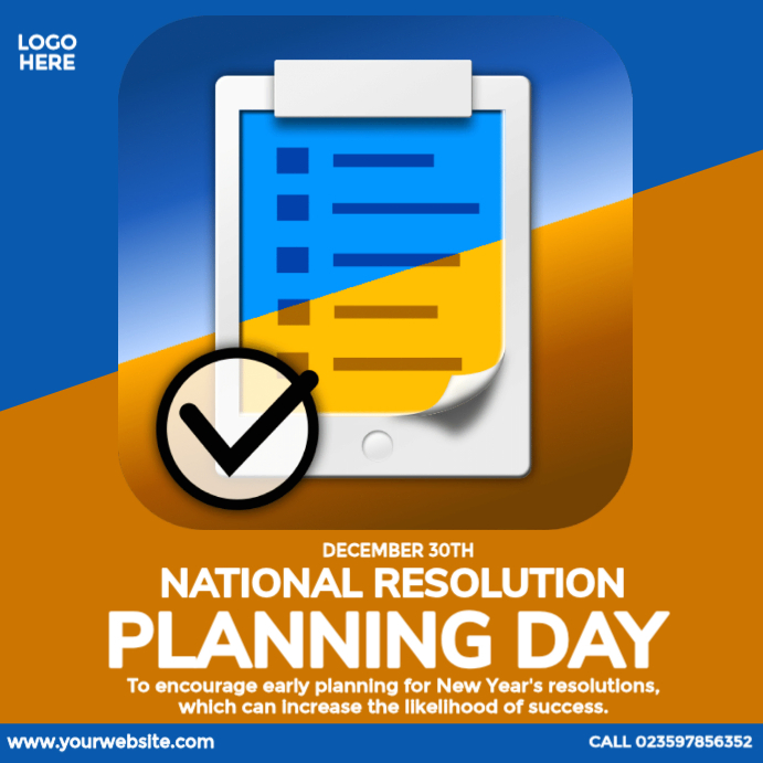 Resolution National National Resolution Planning Day Ad Template | PosterMyWall