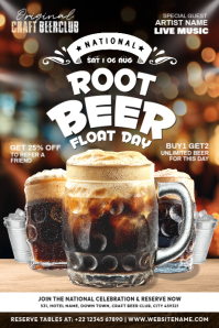 สีน้ำตาล Root Beer Float Day Celebration Affiche Template