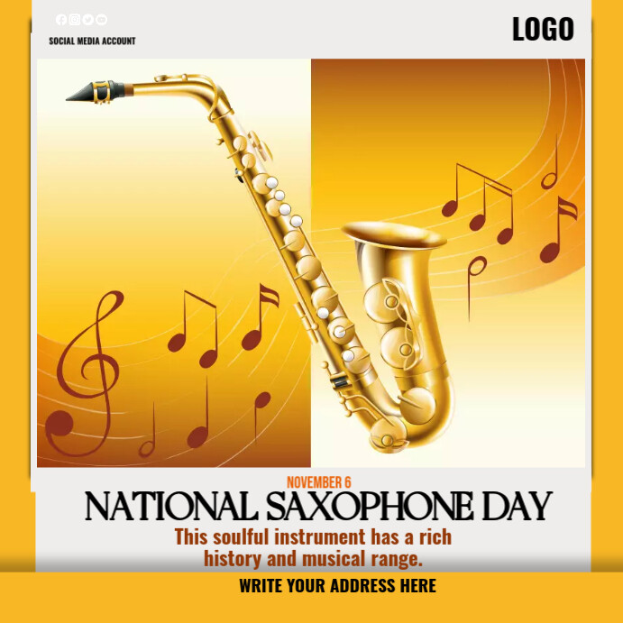 national saxophone day Message Instagram template