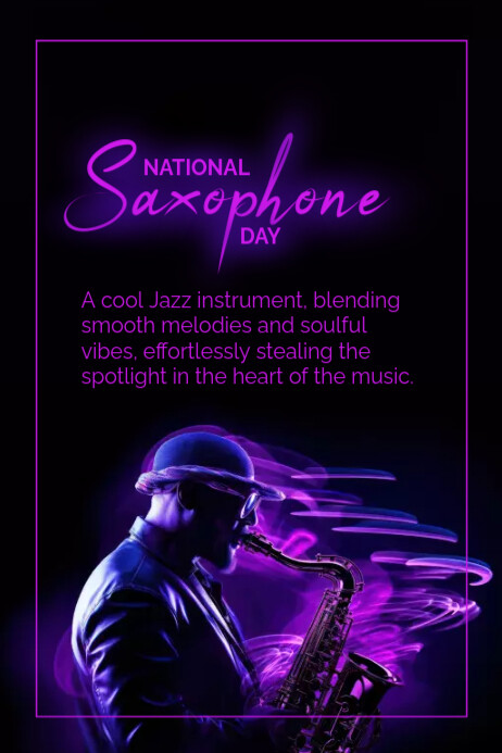 Saxophone Lesson Poster National Saxophone Day Poster Templat | PosterMyWall