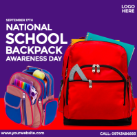 Blue School Backpack Awareness Instagram Post Template