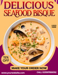 National Seafood Bisque Day Flyer Ulotka (US Letter) template