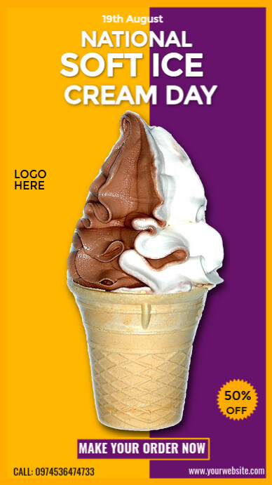 National Soft Ice Cream Day História do Instagram template