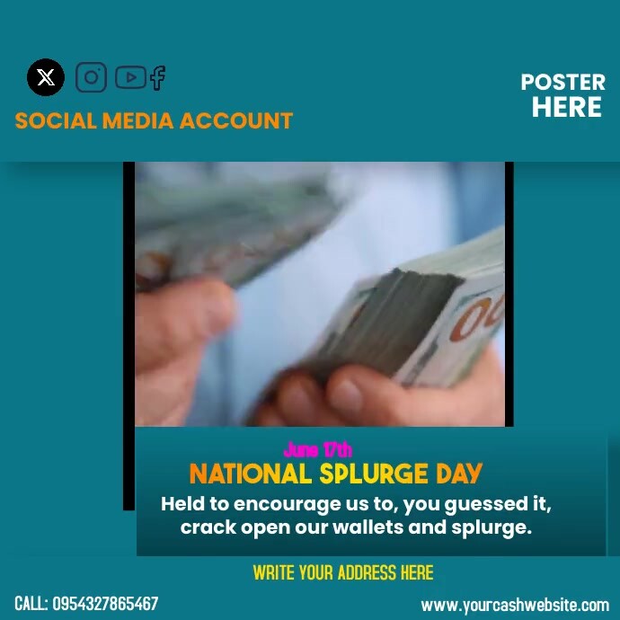 National Splurge Day Instagram Post Template | PosterMyWall