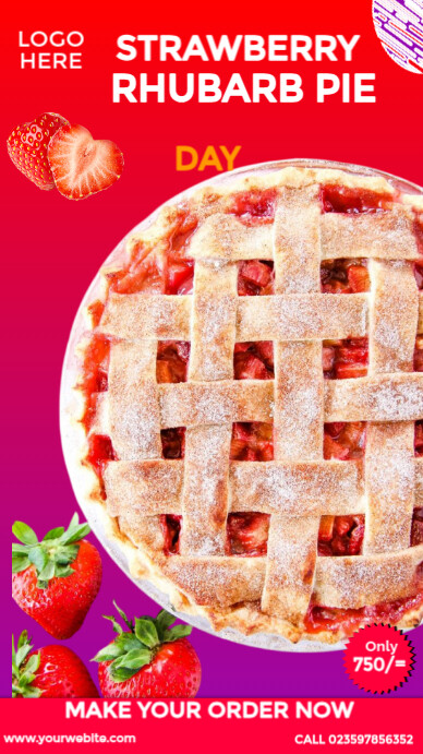National Strawberry Rhubarb Pie Day Ad Instagram Story template