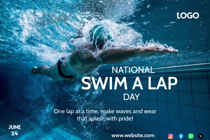 National Swim A Lap Day Template  Poster