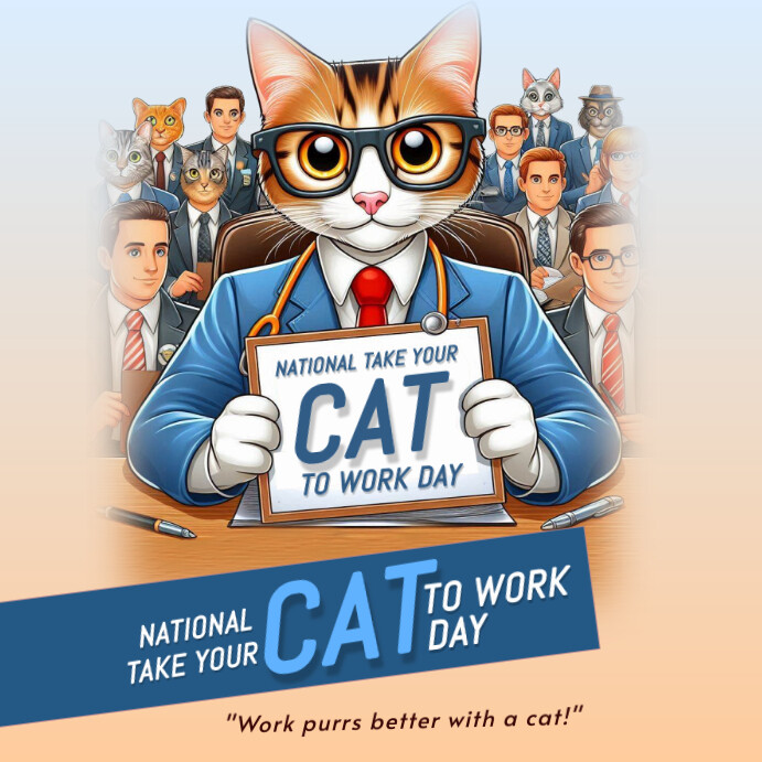 National take your cat to work day Template | PosterMyWall