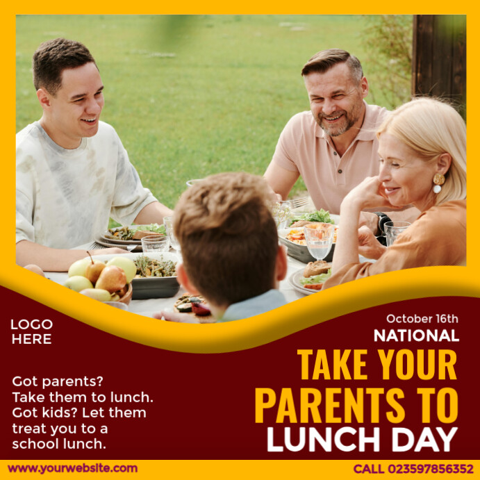 National Take Your Parents To Lunch Day Instagram Post template