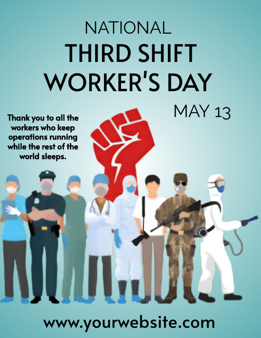 National Third Shift Worker's Day Flyer Templ Template PosterMyWall