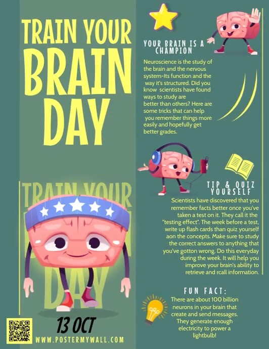 National Train Your Brain Day Template | PosterMyWall