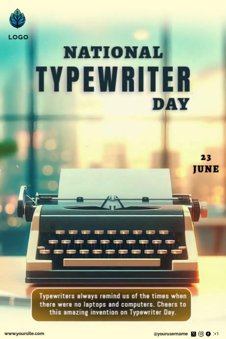 National Typewriter Day Poster template
