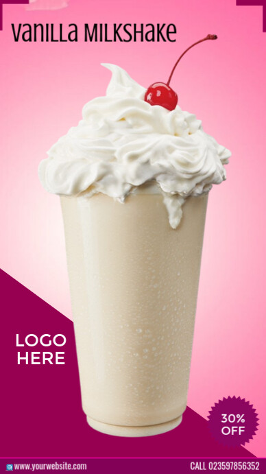 National Vanilla Milkshake Day Ad História do Instagram template