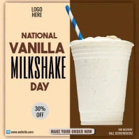 national vanilla milkshake day poster Publicação no Instagram template