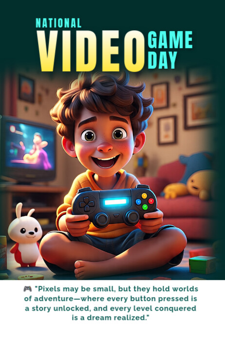 National video game day Poster template