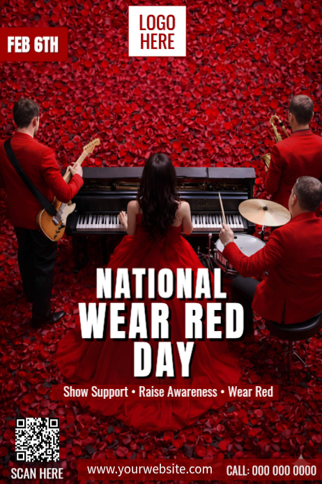 National Wear Red Day Heart Health Awareness Poster Template | PosterMyWall