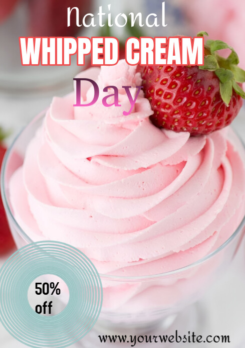 National whipped cream day A4 template